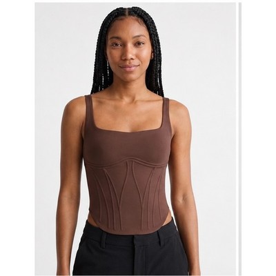 SKIMS Bonded Corset Group Tank Coffee Brown Sculpting Corset Top Size Small NWT