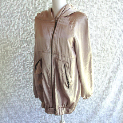 Satin Vented Full Zip Hooded Jacket UK 8 US 4 River Island Solid Brown