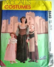 MCCALLS PATTERN 8449 MEDIEVAL COSTUMES GIRLS SIZES 10 12 UNCUT FF