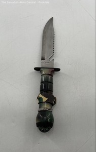 Vintage 420 Stainless Steel Taiwan Survival Rambo Knife With Compass