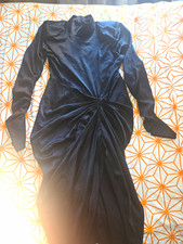 PRETTYLITTLETHING Black Ruched Mock Neck Long Sleeve Maxi Dress Size 16