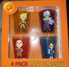 4 Pack Dragonball Z Mini Colored Shot Glasses (Out Of Print)