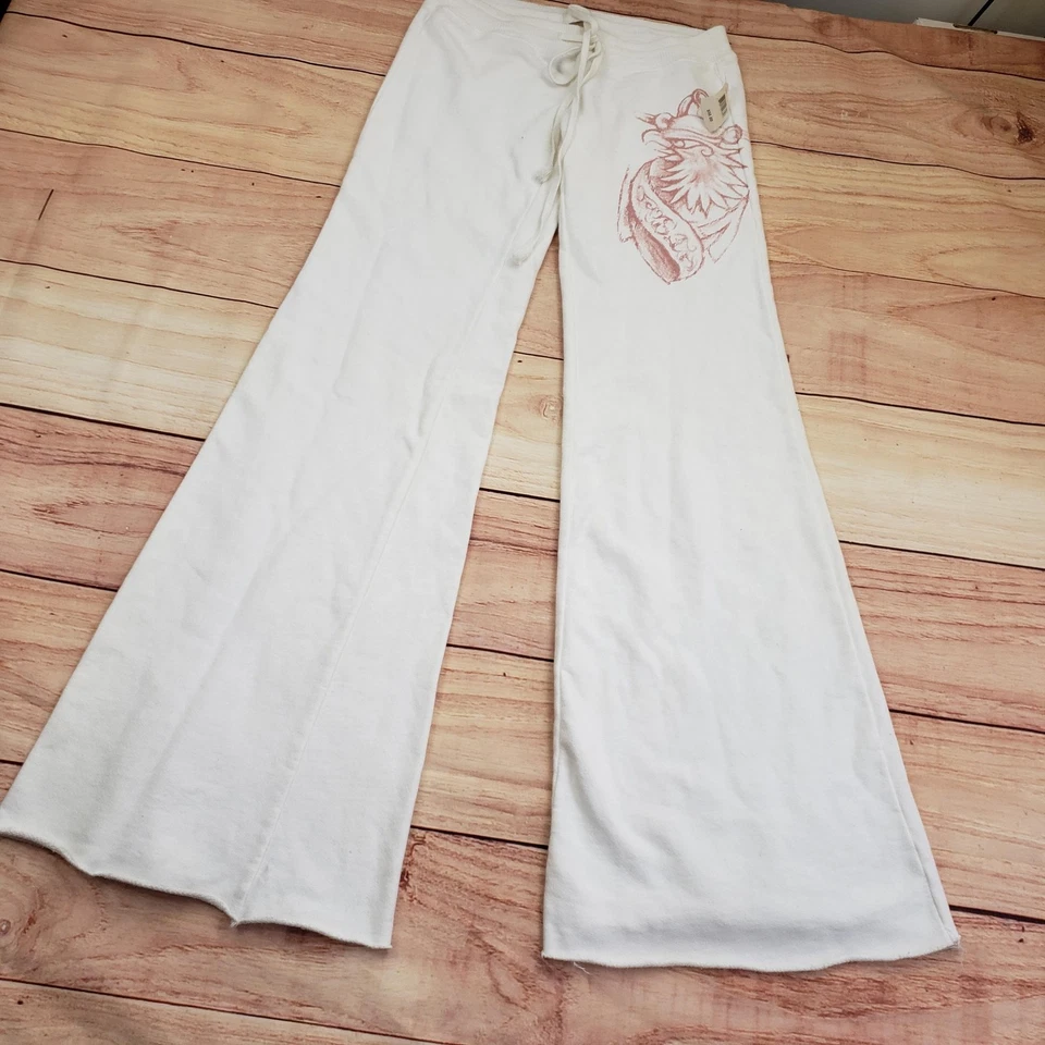 VINTAGE Miss Me Jeans Sweatpants Womens S Low Flare Wide Leg Lounge Japan Y2K - Image 2 of 4