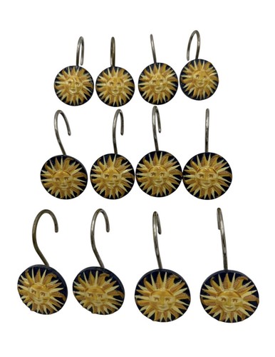 🌞✨Rare Celestial 90s Y2K Shower Curtain Hooks  Holder Hand Painted Set✨🌞