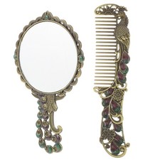 Small Hand Mirror with Handle Mirrors Vintage Handheld Makeup Comb