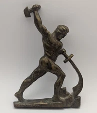 Vintage Soviet Bronze Plaque "Beat Swords into Plowshares" Vuchetich Relief