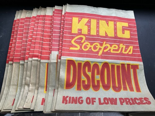 20 Vintage King Soopers Discount Paper Grocery Bags Great Condition Ships Quick