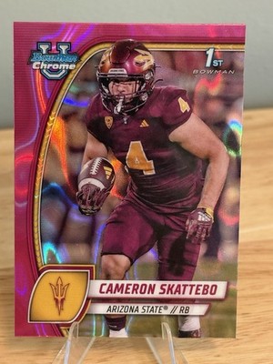 2024 Bowman University Chrome - Cameron Skattebo #37 Pink Lava Refractor (RC)