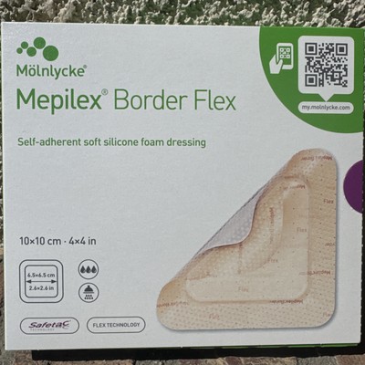 *5-Dressings* Molnlycke Mepilex Border Flex 4'' x 4'' Self-Adherent 595300