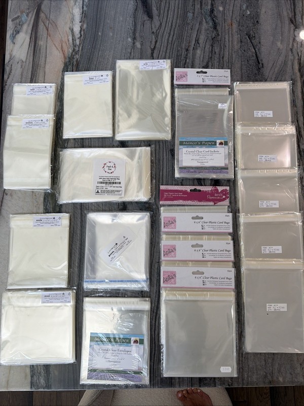 Clear Plastic Bag Envelope Card making  Lot  5x7 5x8 5x5 Anna Griffin