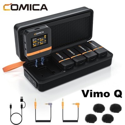 COMICA Vimo Q 4-Channel Wireless Lavalier Microphone for iPhone Android Cameras