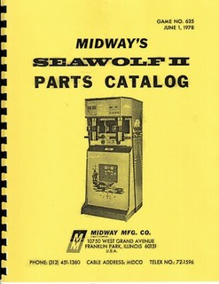MIDWAY'S SEAWOLF II COIN-OP PARTS CATALOG GAME MACHINE MANUAL-NEW!