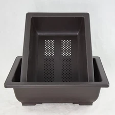 2 Rectangular Plastic Bonsai / Cactus & Succulent Pot 10"x 7.5"x 3" Dark Brown 