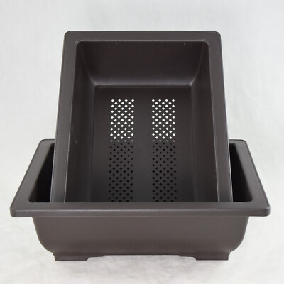2 Rectangular Plastic Bonsai / Cactus & Succulent Pot 10''x 7.5''x 3'' Dark Brown 