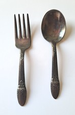 Vintage 1847 Rogers Brothers Silverware Baby / Childs Fork Spoon Set