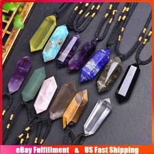Natural Quartz Crystal Pendant Chakra Healing Stone Charms Necklace Reiki Gift