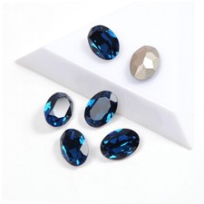 20pcs Capri blue color Oval Crystal Glass Rhinestone for DIY Crafts  Nail Art