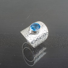 Blue Topaz Gemstone 925 Sterling Ring Handmade Jewelry Ring For Gift