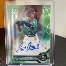 Juan Querecuto 2022 Bowman Chrome Prospects Auto Green Refractor /99 Mariners