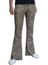 Mens FLARES Leopard Print Bell Bottoms 70s 80s Punk vtg indie trousers Glam Rock