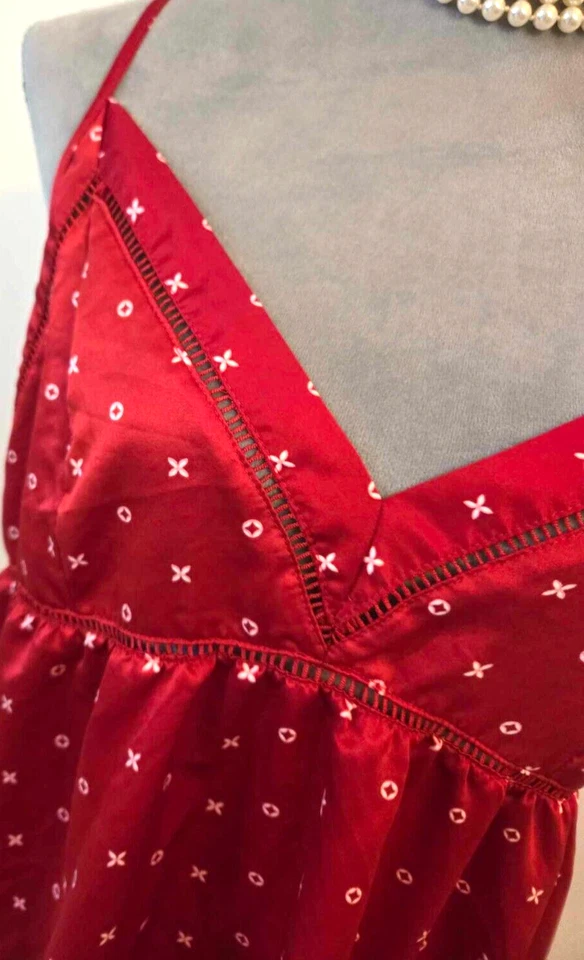 Gilligan O'Malley Rojo y Blanco Chemise Lencería Vestido sin Mangas Prendas para dormir L A510 Foto 3 de 4