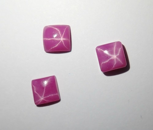 Opaque Star Ruby Square 5x5 mm Cabochon sharp cornered Lab-created 2 pcs Lot - Picture 5 of 12