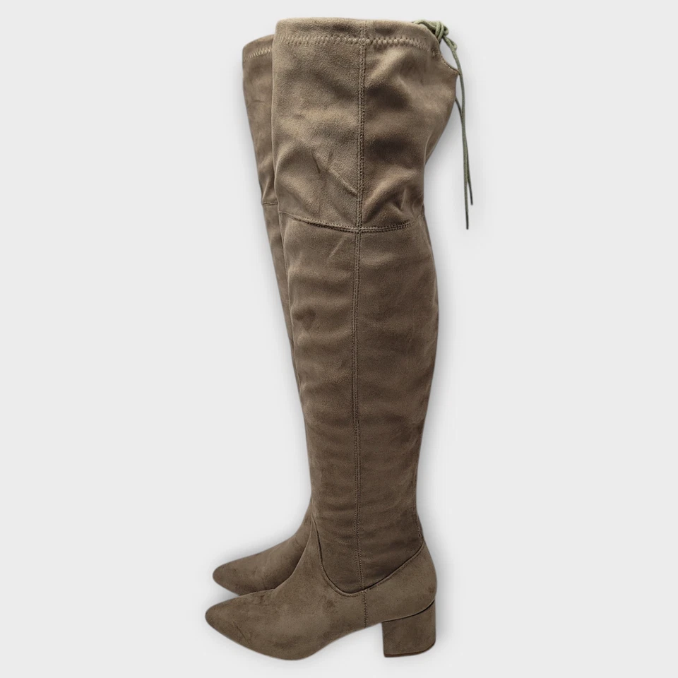 Kensie Over The Knee Womens Suede Draw String Side Zip Riding Heel Boots Size 7M - Image 2 of 4