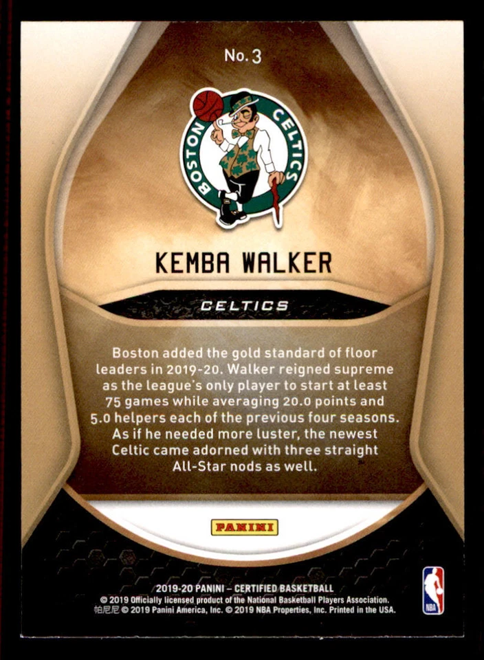 2019-20 Certified Gold Team #3 Kemba Walker - Image 2 of 2