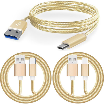 3 Pack 1m Braided Data Transfer Charging USB Type C Phone Tablet Cable Cord Bulk