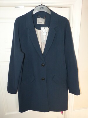 Ladies Navy VERA MODA Crepe Boyfriend Coat Size Medium