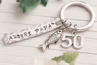 regalo per papà 50 anni. portachiavi pescatore personalizzato
