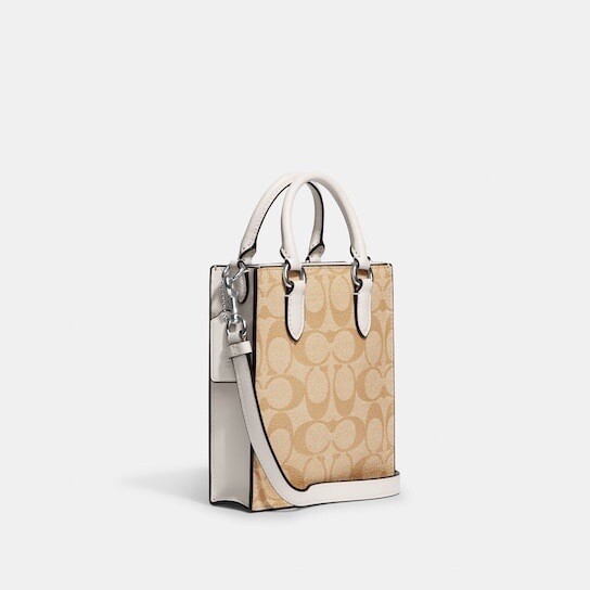Coach North South Mini Tote Signature Canvas Silver / Light