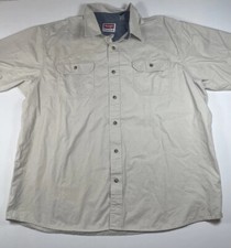 Wrangler Mens Premium Quality Tan Short Sleeve Button Up Shirt Size XL
