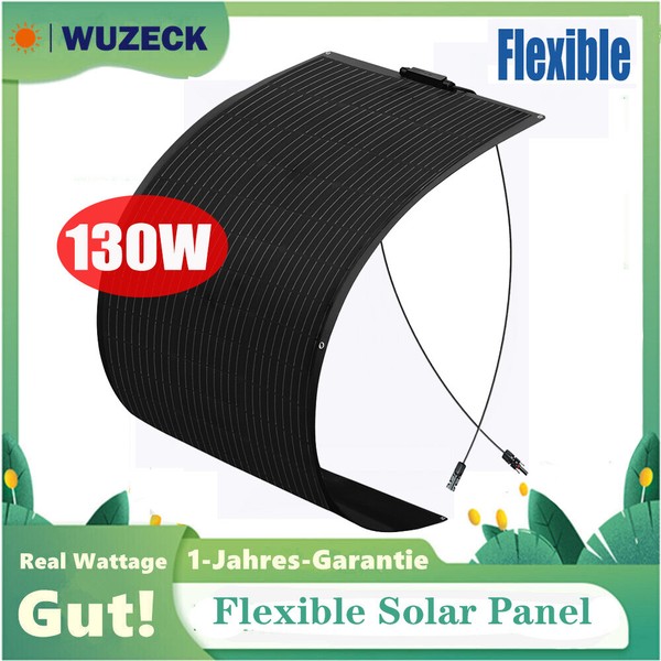 130W Flexibel Solarmodul Solarpanel Monokristallin Wohnmobil Balkonkraftwerk-image