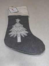 Storehouse Holiday Christmas Tree Wool Blend Stocking 22” Gray NWT