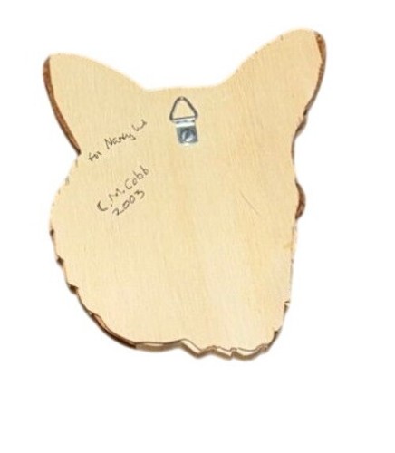 Welsh Corgi Dog Hand Carved Intarsia Wood Wall Plaque Signed by CM Cobb 2003 - Picture 2 of 2