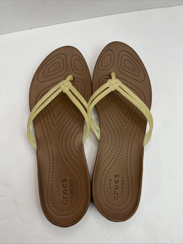 Crocs Comfort Thong Tan Brown Flip Flops Sandals Women's Sz 8 - Picture 3 of 8