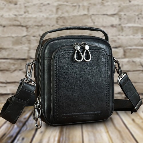 Genuine Leather Messenger Bag for Men Small Sling Purse Crossbody Shoulder Bags - Picture 4 of 16