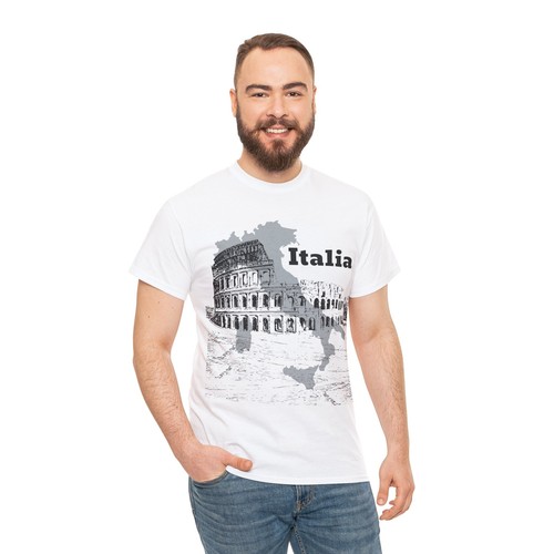 T-Shirt Italia Kolosseum italienische Architektur Karte T-Shirt Unisex 2 Farben Souvenir - Bild 16 von 21
