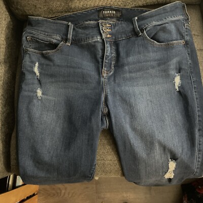 Torrid Jegging/ Jeans Womens Plus Sz 22S Short Dark Wash Stretchy  Distressed