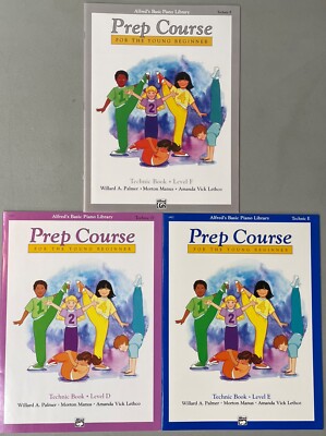 Alfred's Basic Piano Library Prep Course Beginner Technic Book Level D, E, F