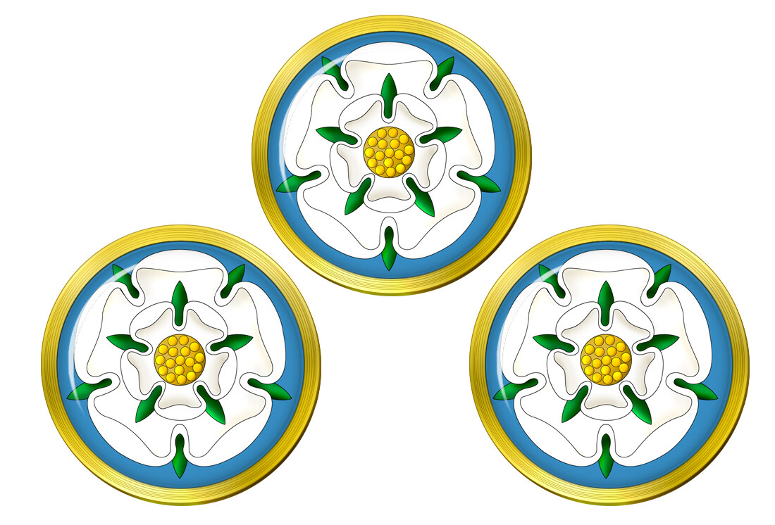 White Rose of York Set of 3 Golf Ball Markers