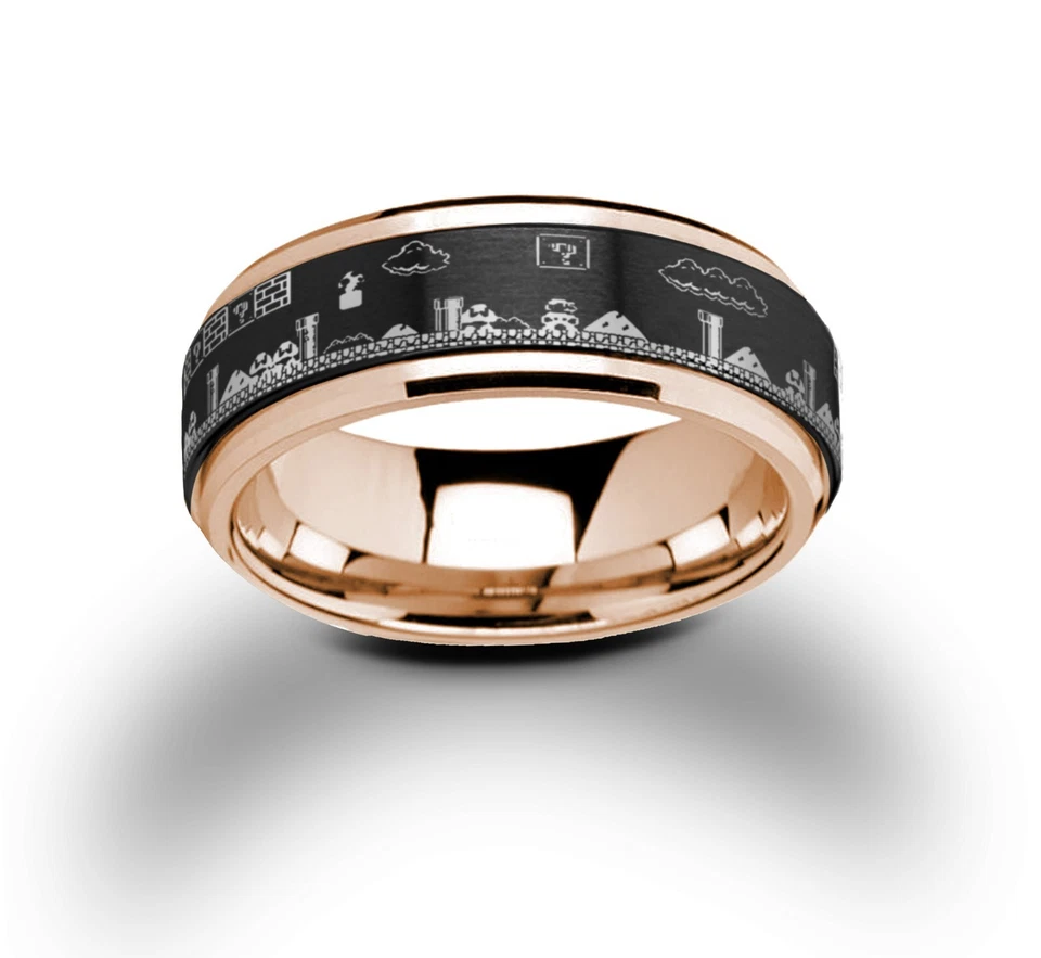 Mario Bros Video Game Spinner Ring, Tungsten Carbide Wedding Ring  8mm - Image 4 of 4