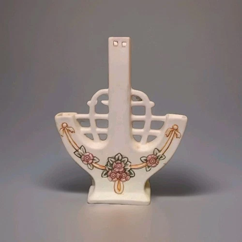 Vintage Weller Pottery Triple Candleholder Flower Design Cut Outs ROMA **NICE**