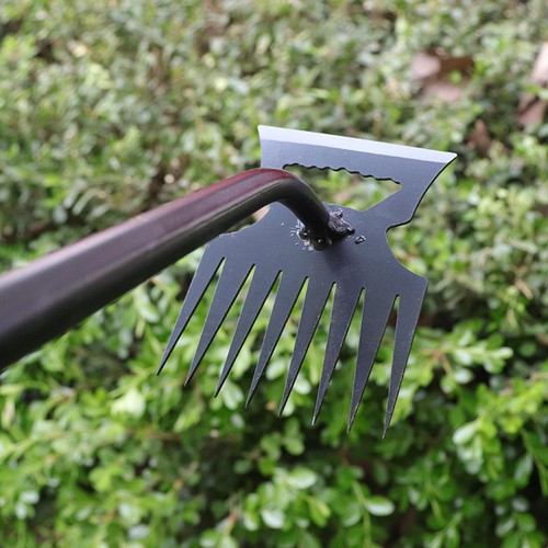 Pala Pulizia Erbacce in Metallo 2 in 1 Rastrello da Giardino Acciaio Inox 5/6/8/11 Denti Dua - Foto 14 di 28