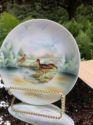 Antique Leuchtenburg Germany 8  Porcelain Game Bird Plate Marsh Snipe Woodcock