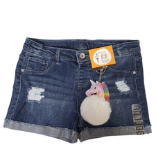 Members Mark My Favorite Denim Shorts Girls Stretch Pockets Blue Size 14/16