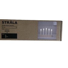 IKEA STRALA Christmas Lamp 5 White Candle Lights Wooden Battery Operated NIB