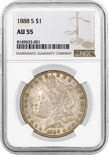 1888 S $1 Morgan Silver Dollar NGC AU55 About Uncirculated Key Date Coin