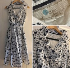 Boden 100% Linen Nancy Ruffle Neckline Midi Wrap Dress - Size 12